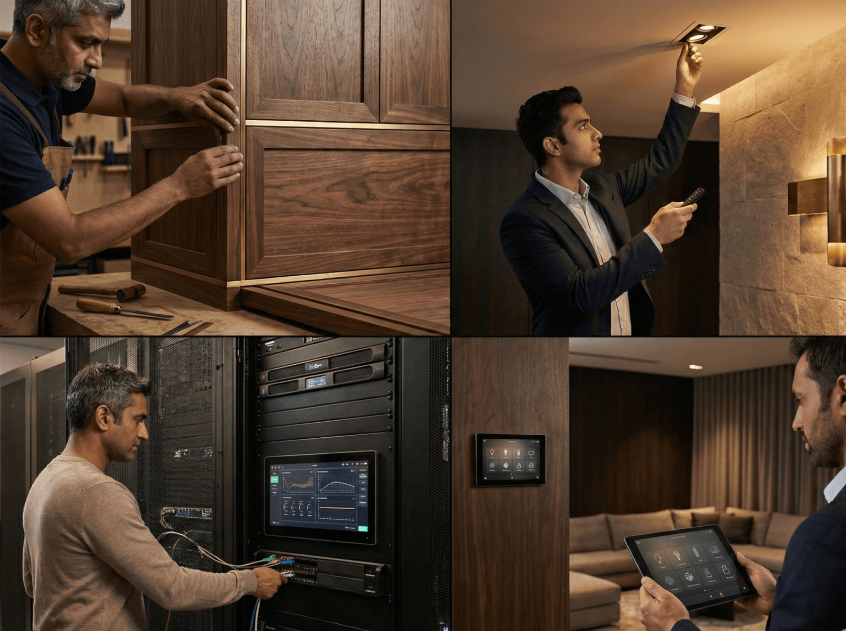 Masters in Every Discipline - Not generalists stretched thin across trades. Dedicated specialists with decades perfecting millwork, lighting design, AV integration, and automation.