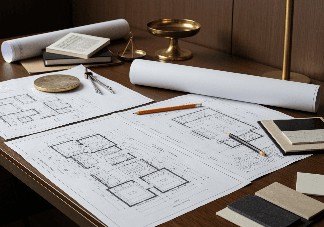 Architectural design planning and blueprints