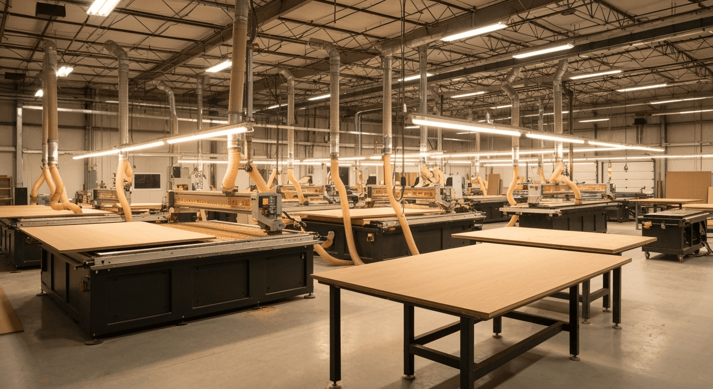 Modern luxury millwork factory interior