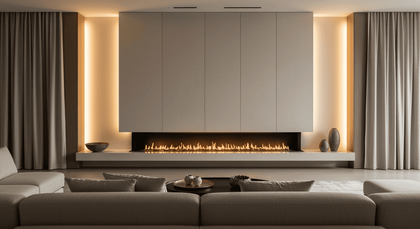Luxury residential interior in Bangalore featuring custom millwork, architectural lighting, and modern living space by Fulcro